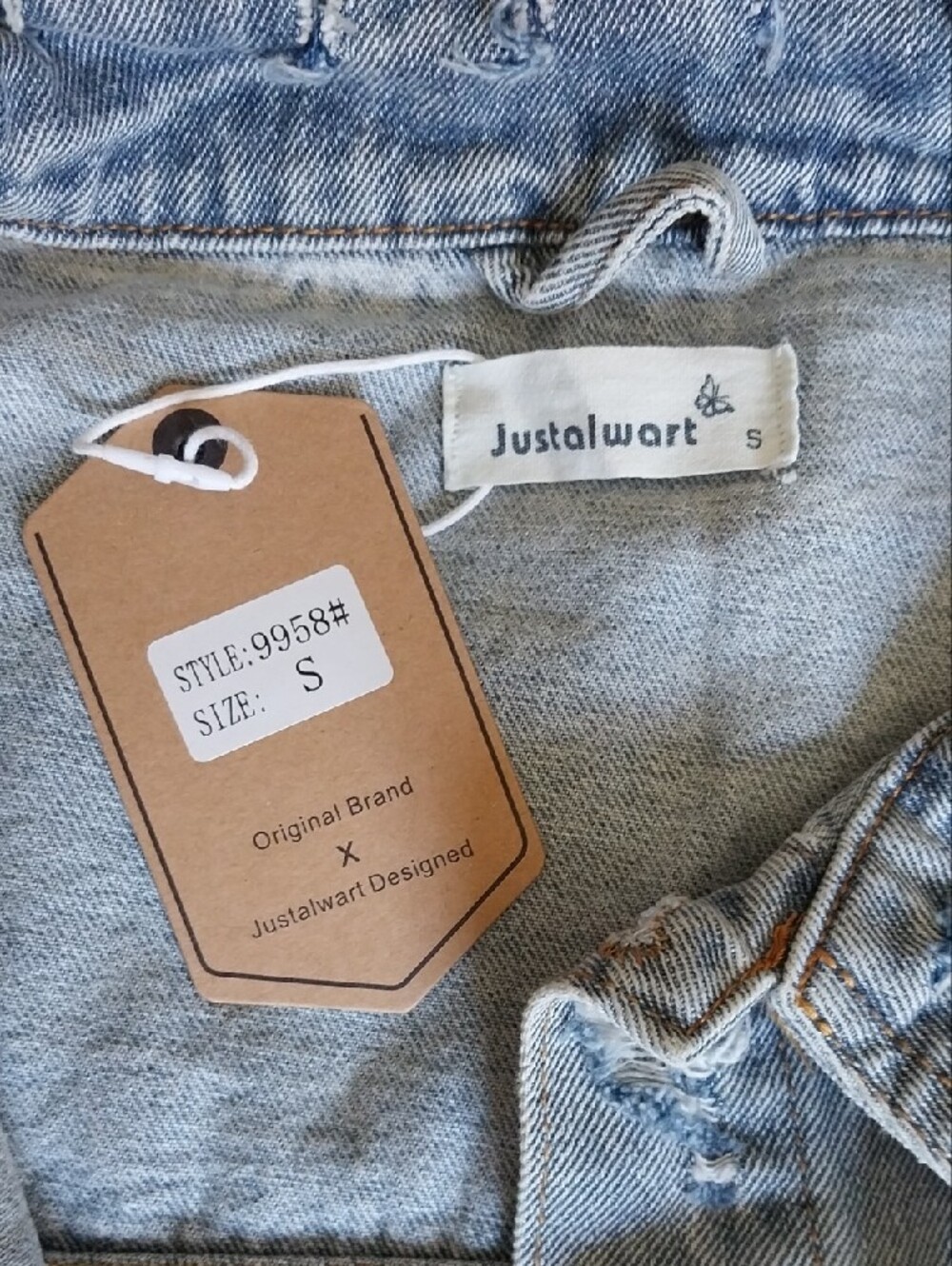 Light Blue Distressed Denim Jacket - Women's Jean Jacket - Picture 2 of 4